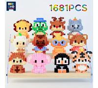 TEMU 1681 piezas Mini Bloques de Construcción de Animales Adorables - León, , Elefante, Tigre, , Oso, , Zorro, Gato, Perro, Caballo, Vaca, Oveja, , Pollo, Pájaro, Pez, Rana, Conejito
