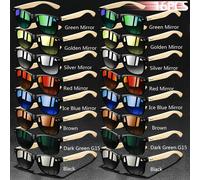 TEMU 16pcs Gafas de Moda Vintage de Madera de Bambú para Hombres y Mujeres, Marca de Lujo Diseñador Clásicas Rectangulares para Conducir y Viajar, Lentes Retro Antideslumbrantes para Vacaciones