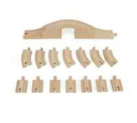 TEMU 17 Piezas de para Vías de Tren de Madera - Puente, Curvas y Rectos - El Tren Puede el Puente - Compatible con la Mayoría de las Marcas