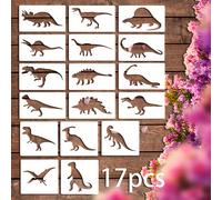 TEMU 17 Plantillas de Dinosaurios: Reutilizables, Lavables y Perfectas para Proyectos DIY - Adecuadas para Paredes, Madera, y Cristales