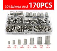 TEMU 170pcs Tuercas de Remache de Acero Inoxidable Métricas-M3, M4, M5, M6, M8, M10, M12-Añade al Carrito para Mejorar Tus Artículos!