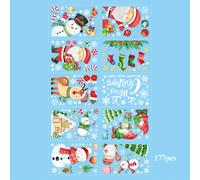 TEMU 177 Adhesivos Navideños para Ventanas, 10 Calcomanías de con Muñecos de Nieve y Calcetines, Calcomanías de Ventana de Papá Noel, Decoraciones de Ventana de Invierno, Adornos Navideños Festivos