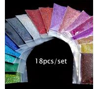 TEMU 18 Bolsas/Set de Glitter Holográfico para Resina, para Crear Artesanías de Plástico Brillantes, Joyería, Recubrimientos de Tumbler, Proyectos de Resina Epoxi y Suministros Festivos