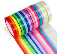 TEMU 18 Piezas de Cinta de Satén, Cinta de Satén 6mm X 22m, Cinta Decorativa para Regalos, 18 Colores, para Manualidades DIY, Envoltura de Regalos, , Decoraciones de Boda