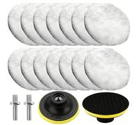 TEMU 18pcs Car Polishing Pads for Drill, 7.62cm Wool Buffing Pads Kit with Backing Plates and M10 Drill Adapter for Car Furniture Polishing Waxing, Detailing, Sealing Glaze