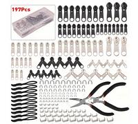 TEMU 197 Artículos, Reemplazos de Cremalleras con Dos Alicates de Instalación, Adecuado para Sacos de Dormir, Chaquetas, Tiendas de Campaña, Equipaje y Mochilas.