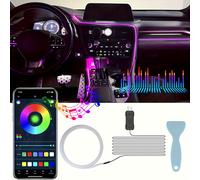 TEMU 1IN1 NEON LED Iluminación Interior para Vehículos con Tira LED USB, Fibra Óptica RGB, Iluminación , Control Inalámbrico por App, Sincronización con para Decoración Interior, Sin Batería