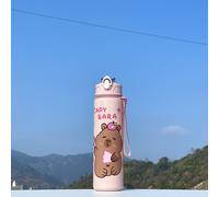 TEMU 1L Taza de agua redonda de plástico, diseño de capibara de dibujos animados, gran capacidad, libre de BPA, , lavable en máquina, para deportes al , camping, viajes