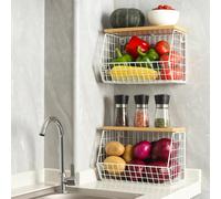 TEMU 1pc/2pcs Apilable | Estante Colgante y en Pared para Despensa | Con de Madera | Metal Duradero | Para Encimera de Cocina | &