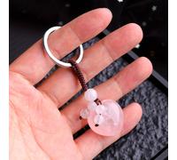 TEMU 1pc/2pcs Cristal Natural de de 25mm | Cristal Natural, , Llavero Anillo Circular, Colgante de Bolso de Moda Tejido a , Llavero Anillo Circular | Marca: JXMYBA, Estilo: Romántico