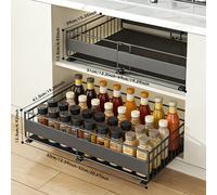 TEMU 1pc/2pcs Organizador de Gabinete Extraíble Expandible | Cajones Deslizantes Resistentes con Nano Película Adhesiva, Cestas de Estante para Especias, Snacks, Utensilios, y Negro