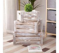 TEMU 1pc/3pcs Cajas de madera decorativas blancas natural, cajas de anidación, contenedor de almacenamiento, cajas de madera rústicas para almacenamiento, exhibición, decoración, cajas