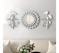 TEMU 1pc/3pcs Conjunto de espejos de lujo para pared, decoración de de , estudio, dormitorio, decoración de baño, espejo de tocador , espejo de pared con forma , digno de , espejo de pared