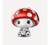 TEMU 1pc Abalorio de Champiñón Lindo, Pulsera con Cuentas Plateadas 925, Accesorios para Hacer Joyería Regalo de Día del Amor o Día de la para Mujeres