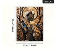 TEMU 1pc Abstracto de Gato Grande 23.62x35.43in Sin - Decoración de Pared en Vidrieras con Patrones de Mosaico Vibrantes para y Dormitorio