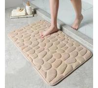 TEMU 1pc Alfombra de Baño con Relieve de Piedra Calada, 100% Poliéster, , Absorbente, Antideslizante, Lavable, Sin Parabenos, Ideal para la Decoración de la Ducha y el Baño, Alfombra de Baño