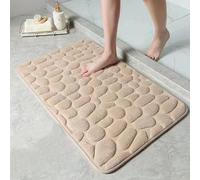 TEMU 1pc Alfombra de Baño y Cómoda con Relieve de Piedra Calada - Absorbente de Agua Rápido, Antideslizante, Lavable - Alfombra de Baño Texturizada para de Ducha y Decoración del Baño, Tapete de Baño