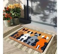 TEMU 1pc Alfombra de Bienvenida para Exteriores, Colorida y Adorable con Diseño de Perro, Ideal para Entrada, Dormitorio, Cocina o Baño, Decorativa y Multiusos, para Navidad y Acción de Gracias