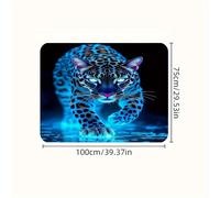 TEMU 1pc, Alfombra para Maletero de Coche con Estampado de Leopardo Azul - Antipolvo, Duradera, Tapete para Carga y Baúl en Fibra de Poliéster