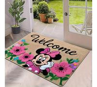 TEMU 1pc Alfombrilla de Bienvenida de Disney y Minnie Mouse - Tapete Antideslizante de Poliéster con Diseño Floral , Solo a , Ideal para Entradas de Casa, Puertas de Dormitorio y Baño, en 2D