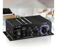 TEMU 1pc Amplificador Estéreo Mini HiFi de 600W, AK280 Compacto, AB, Voltaje de Trabajo ≤36V, Entrada RCA/AUX, Control de Bajos y , Ideal para Hogar, PC, Auto, TV, Altavoces Pasivos