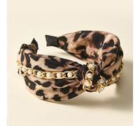 TEMU 1pc Ancha con Nudo y Estampado de Leopardo, Cinta de Tela Nudo Cruzado para Mujeres, Banda de Cabello Elegante para Todo, , , Aro para el Cabello