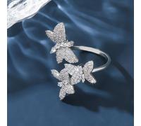 TEMU 1pc Anillo de Dama de Moda Todo en Uno con Incrustaciones de Cobre y Zirconia Sintética, Diseño de , , Luz de Lujo, de , Anillo Delicado y de con Superposición