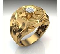 TEMU 1pc Anillo de de moda para hombre, de boda unisex, accesorio para fiestas, regalo de para , joyería de lujo, circonita cúbica sintética, cuerpo de cobre, sin chapado