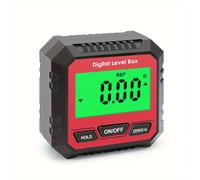 TEMU 1pc ANJKFLUR de Ángulo Digital con Retroiluminación LCD, Base Magnética y Función - Mini Inclinómetro de Precisión para Mediciones Exactas, Estuche de ABS Negro, Batería