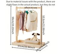 TEMU 1pc Armario de madera para ropa de bebé con ruedas, acabado , colgar y almacenamiento multi-nivel organizador para guardería, perchero de abrigo y sombrero para kindergarten