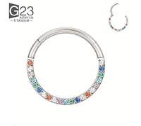 TEMU 1pc Aro de Nariz con Bisagra de Titanio G23 | de Zirconia CZ, Chapado en Oro 18K, Estilo Boho Elegante, Adecuado para Hombres y Mujeres, Joyería Corporal de Cartílago Tragus Helix de 16G