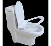 TEMU 1pc Asiento de inodoro alargado de plástico de estilo cierre silencioso y de comodidad, instalación universal con una llave, sin necesidad de batería