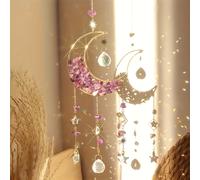 TEMU 1pc Atrapasol de Cristal de de Media Luna, Colgante de Ventana Decorativo de de Vidrio, Carillón de Viento para Hogar, Jardín y Porche