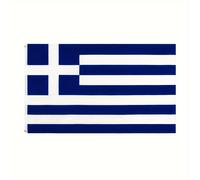 TEMU 1pc, Bandera griega de varios tamaños, alternando azul y blanco, patrón de cruz, rayas paralelas, bandera de la República Griega, decoración del hogar, decoración exterior, decoración de jardín