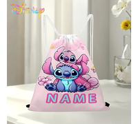 TEMU 1pc, Bolsa de Gimnasio Disney con Cordón Ajustable, Diseño Stitch & Stitch Rosa 7.31D (35), Mochila de Gran Capacidad 19.2inx15.1in, Ideal para Gimnasio, Oficina, Senderismo y Natación