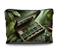 TEMU 1pc Bolsa de Maquillaje Portátil de Lino para Mujer con Diseño de de Ojos - Estuche de Reutilizable con Cremallera, Organizador para Viajes, Estética /Navidad/Año (para ella)