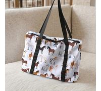 TEMU 1pc Bolsa de viaje de poliéster con estampado de caballo, bolso de grande para gimnasio y yoga con correas de fijas, cierre de cremallera, organizador de equipaje para viajes diarios.