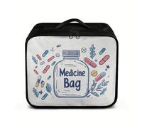 TEMU 1pc Bolsa Médica con Estampado de Botella de Medicina, Portátil, Gran Capacidad, Fácil de Llevar, Ideal para Hogar, Viajes y Emergencias, Solo Bolsa Vacía, No Suministros