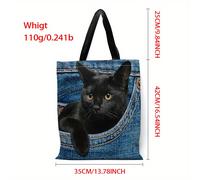 TEMU 1pc Bolsa Tote Peek-a-Boo con Diseño de Gato en el Bolsillo - Bolso Plegable de Gran Capacidad para Mujeres, Reutilizable y Lavable a Máquina, Ideal para Amantes de (Regalo )