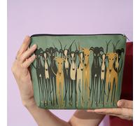 TEMU 1pc Bolso de Maquillaje Retro con Estampado de Perro Galgo para Mujer - Bolsa Cara para Artículos de , Viajes y Organizador de Papelería, Regalo Temático de Mascotas