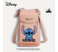 TEMU 1pc Bolso Mensajero de Moda Disney Stitch - Duradero y Resistente al de PU, Rosa con Cremallera Azul y Correa Ajustable, Ideal para Teléfonos y Carteras