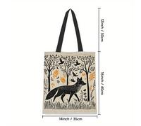 TEMU 1pc Bolso Tote de del Zorro - Bolso de Rectangular Duradero con Estampado de Zorro y Bosque, Estiloso para Viajes, Compras, de Libros, Casual y Chic para Uso Diario (/Navidad/San Valentín)