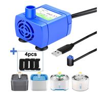 TEMU 1pc Bomba de Agua con 4 Esponjas, Accesorios de Motor para Fuente de Agua LED para Dispensador de Agua para Gatos