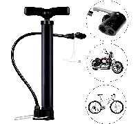 TEMU 1pc Bomba de bicicleta manual de resistencia, inflador de neumáticos portátil para bicicletas, motocicletas, patinetas, compatible con válvulas y , material PC duradero, negro