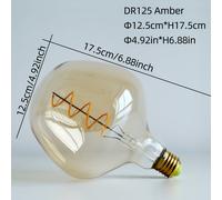 TEMU 1pc Bombilla LED Retro Edison, Filamento DR125, 220V 4W Base E27 2300K Regulable, Vidrio Ámbar , Iluminación para Dormitorio, Sala, Bar, Decoración , 4.92"X6.88