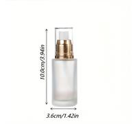 TEMU 1pc Botella de Vidrio Esmerilado con Bomba al Vacío 30ml/1oz, Dispensador de Loción para Viaje, Frasco Cosmético Transparente con Dorada, Botella Portátil para Cuidado de la Piel