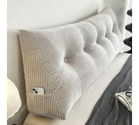 TEMU 1pc Cabecero de Cama de Terciopelo Almohada - Cojín de Cuña a Rayas, Lavable a , con Cremallera, Multiusos para Todas , Poliéster Tejido, y para en la Cama o el Sofá