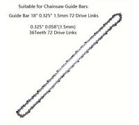 TEMU 1pc Cadena de corte pesada de metal para sierra de , 0.325" 1.5mm de paso, opciones de eslabones de accionamiento (64/72/76/86), cadena de repuesto duradera