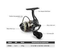 TEMU 1pc Carrete Mini ZP500/800, Relación de Engranajes 5.2:1, Rodamiento , Freno de 5kg, Equipo de Pesca para Exteriores