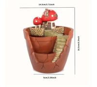 TEMU 1pc Casa de Hongo de Resina - Jardín de Encantador & para Suculentas, Ideal para Escritorio o Exhibición Exterior, Decoración Multi-Room con Escalera & para Plantas Colgantes, Decoración de Hongo
